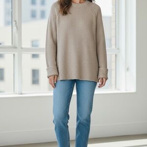 Women's Beige Crew Neck Sweater